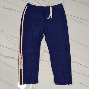 Gucci Navy Blue Track Pants with Red & White Side Stripe